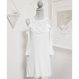 BCBG White Crochet Cold Shoulder Dress
